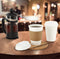 100 Pack 12 oz Disposable Hot Paper Coffee Cups with Lids, Sleeves and Straws to Go - White Drink Hot Cup from Eupako