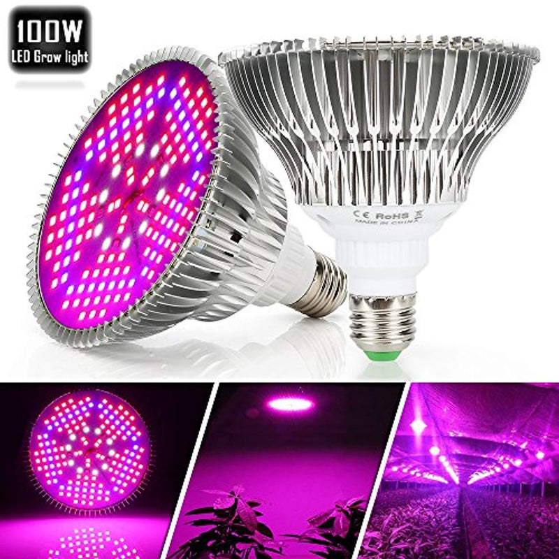 100W Led Grow Light Bulbs Full Spectrum,150 LEDs indoor plant growing lights Lamp for Vegetable Greenhouse Hydroponic, E26 Indoor Grow Light AC 85~265V