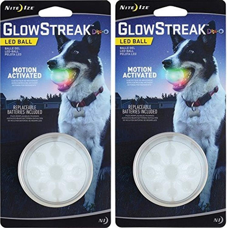 Nite Ize GlowStreak LED Dog Ball, Lights Up for Night Play Color:Disc-O Pack of 2