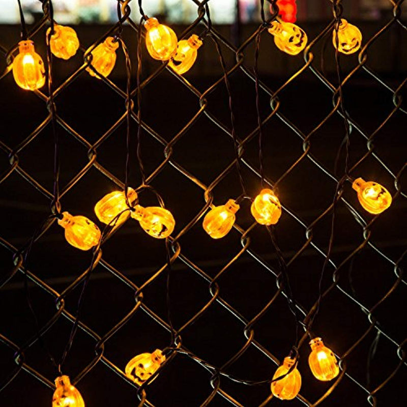 WEANAS Solar Powered Warm White Pumpkin Lights String, 20ft 30 LED Fairy String Lights, Halloween Christmas Decoration Lights(Warm White)