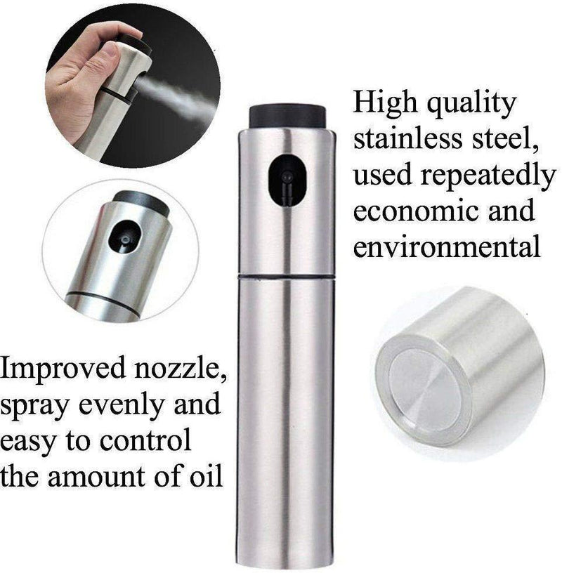 100ml Food Grade Stainless Steel Refillable Olive Oil sprayer for cooking, Salad Oil Dressing,BBQ, Grilling and Roasting, JSDOIN Cooking wine & Vinegar Sprayer