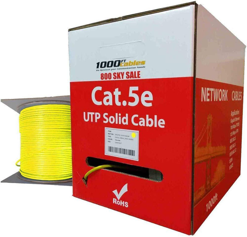 CAT5e Plenum (1000 Feet) Bulk 350MHz Networking Ethernet CMP Cable (Black)