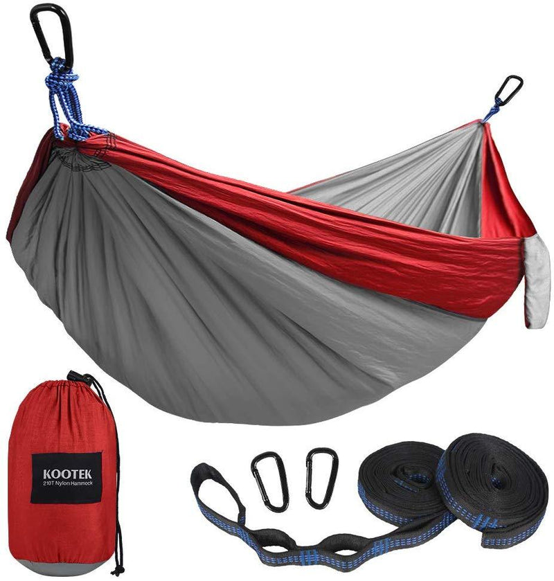 Kootek Camping Hammock Double & Single Portable Hammocks with 2 Tree Straps, Lightweight Nylon Parachute Hammocks for Backpacking, Travel, Beach, Backyard, Patio, Hiking