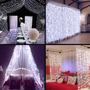 Neretva Window Curtain Icicle Lights, 304 LEDs String Fairy Lights, 9.8x9.8ft, 8 Modes Linkable , Daylight White , Christmas/Wedding/Party Backdrops Decorative Lights