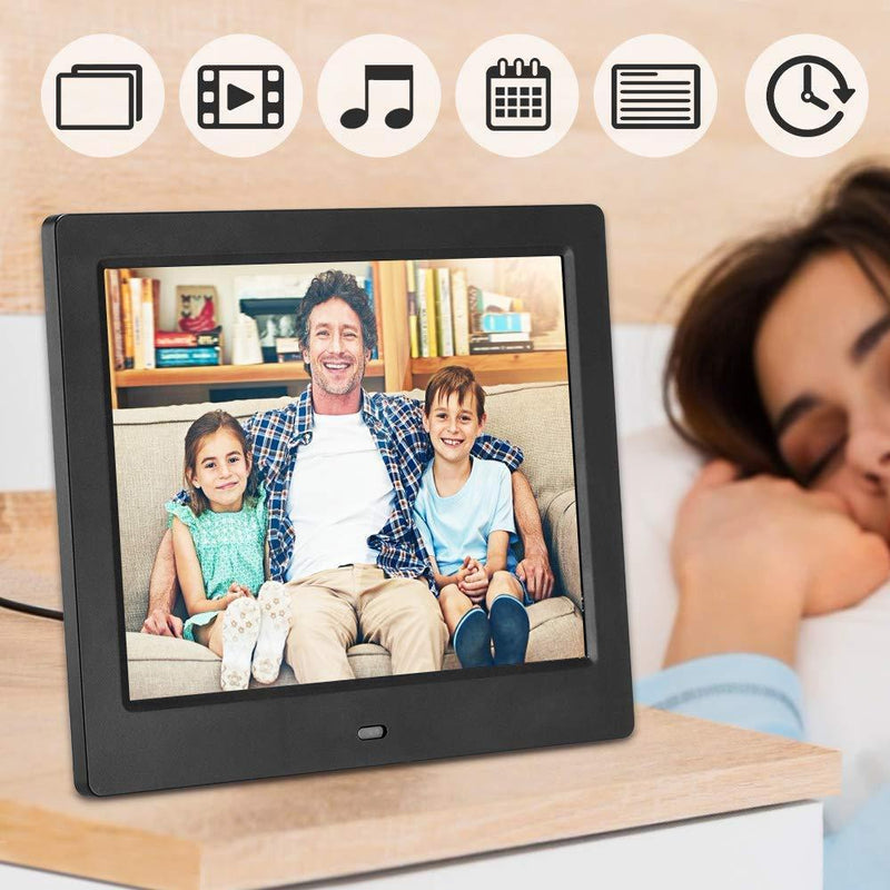 Ausemku 5 inch Digital Photo Frame, 1024 x 768 Full HD IPS Electronic Picture Frame for Displaying Photo, Music, Video, Calendar, Time with 16GB SD Memory Card Included, Support USB and SD Card