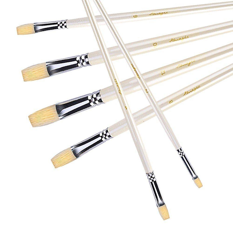 Flat Tipped Brushes for Acrylic Oil Watercolor by Amagic 6 Pcs Artist Face and Body Professional Painting Kits with Hog Bristle Tips