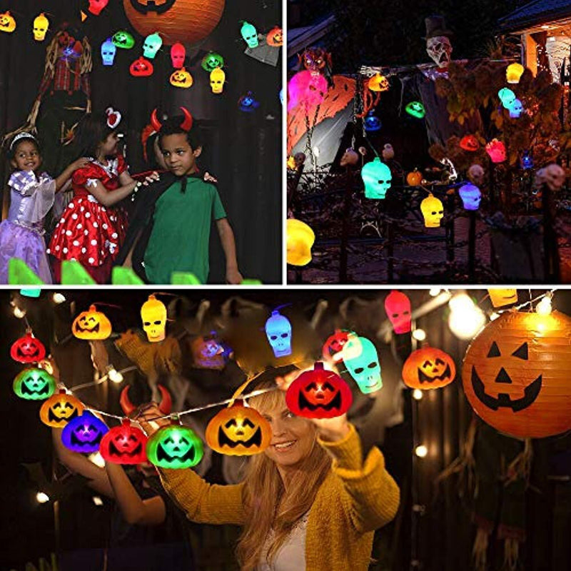 AYOGU Halloween Pumpkin LED Fairy String Lights,32 LED Lights Jack o Lantern (Set of 2 Packs),Perfect Outdoor/Indoor/Home/Party/Halloween Decoration