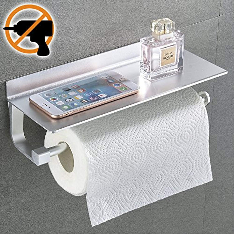 Wangel Paper Towel Holder Wall Mounted for Kitchen 13", Patented Glue + 3M Self-Adhesive, Aluminum, Matte Finish, Space Saving