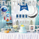 HEETON Two the Moon Balloons, 2 the Moon Space Birthday Party Banner, Galaxy Astronaut Space Man Robot UFO Theme baby 2nd Birthday Party Supplies Decoration