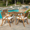 Christopher Knight Home 296620 Deal Furniture Deandra | 5-Piece Wood Outdoor Dining Set with Cu, Natural Stain