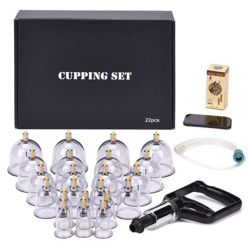 Cupping Set,Professional Chinese Acupoint Cupping Therapy Sets Suction Hijama Cupping Set with Vacuum Magnetic Pump Cellulite Cupping Massage Kit 22-Cups
