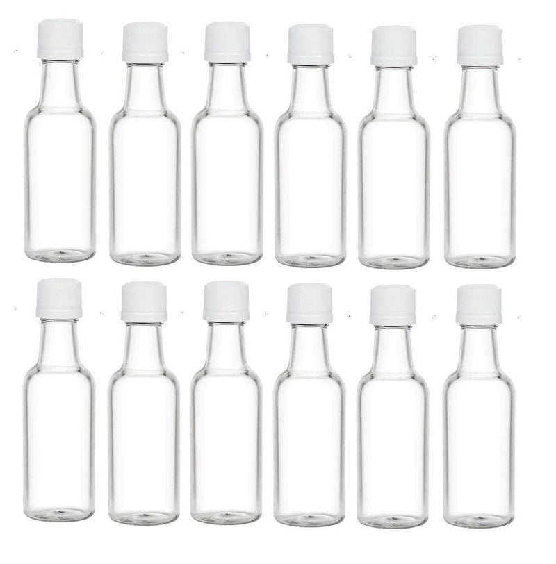 Nakpunar 12 pcs 50 ml Plastic Liquor Bottles with Black Cap