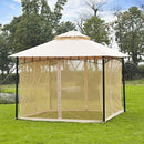 Outsunny 10' x 10' Steel Outdoor Gazebo Canopy with Mosquito Netting - Black/Beige