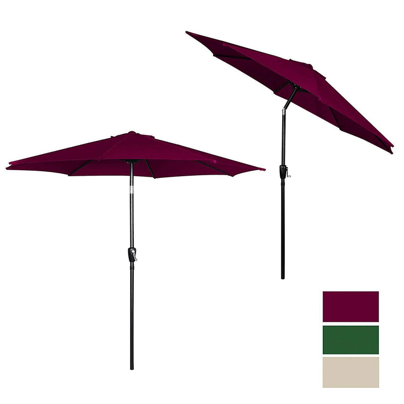 Cloud Mountain 9' Patio Umbrella, Outdoor Market Umbrella with Push Button Tilt and Crank, Aluminum Table Umbrella Outside 100% Polyester, Green