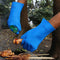TTLIFE XL 13.5" Long Silicone Heat Resistant BBQ Grill Oven Gloves for Cooking, Baking, Smoking & Potholder - 1 Pair - FDA Approved (Blue) - For Extra Forearm Protection