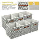 MaidMAX Cloth Storage Bins Cubes Baskets Containers with Wooden Handle for Home Closet Bedroom Drawers Organizers, Foldable, Gray Chevron, Set of 6