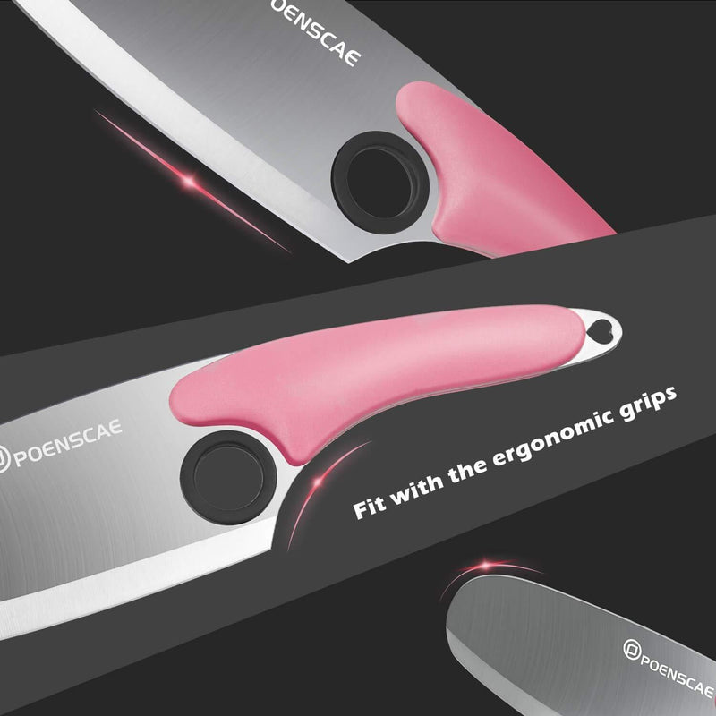POENSCAE Chef Knife,Kitchen Knife 5.8 Inch,German Stainless Steel Knife with Sharpener,Unique Anti-Slip Hole Design