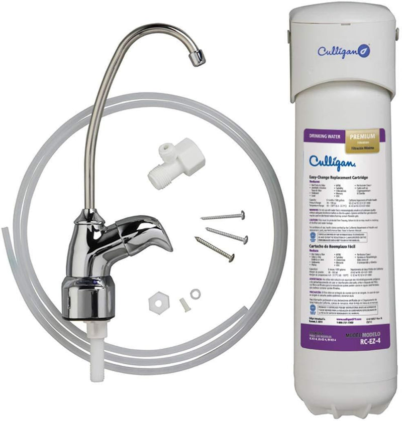 Culligan US-EZ-3 EZ-Change Undersink Drinking Water Filtration System with Dedicated Faucet, Advanced 500 Gallon Filter Included