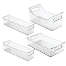 mDesign Kitchen, Pantry, Refrigerator, Freezer Storage Organizer Bins - Set of 4, Clear