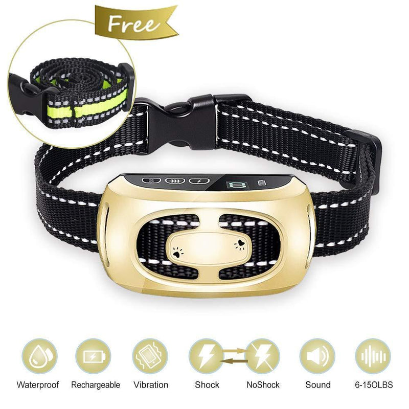 PiAEK Dog Bark Collar for Large Medium Small Dogs,2019 Newest Rechargeable Stop Barking Waterproof Anti Barking Dog Collar with 9 Adjustable Sensitivity and Intensity Levels with LED Screen