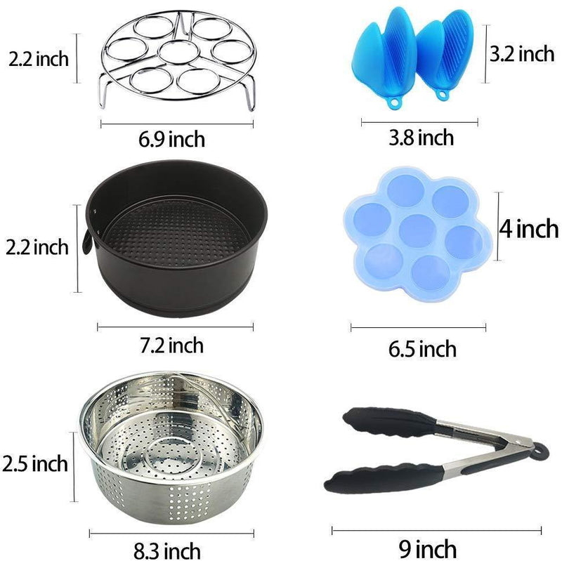 Pot Accessories for Pressure Cooker - Silicone Egg Bites Mold, Non-stick Springform Pan, Steamer Basket, Egg Steamer Rack, Silicone Kitchen Tongs, Mini Mitts Fits 5,6,8Qt