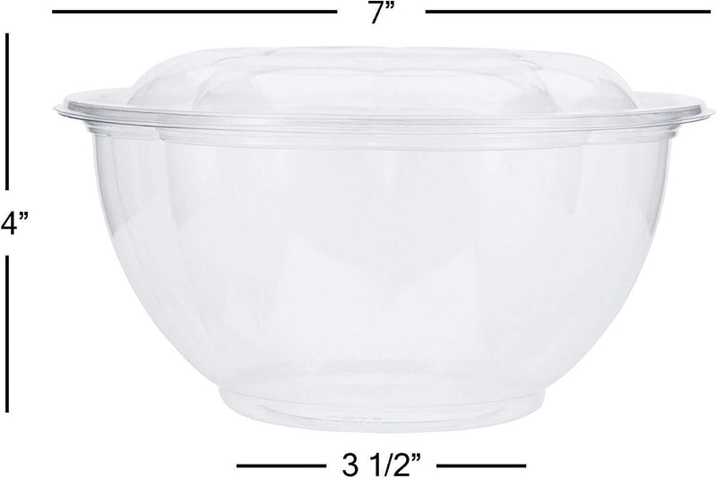 DOBI [50 Pack - 32 oz.] Salad to-Go Containers - Clear Plastic Disposable Salad Bowls with Airtight Lids, Standard Size