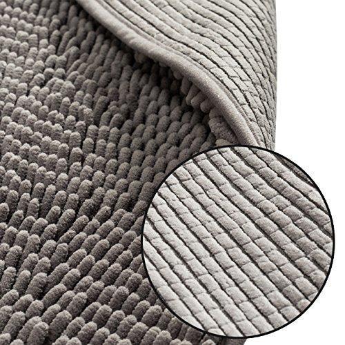 Sunnyglade Bathroom Contour Rugs Combo, Set of 2 Chenille Fabric Microfiber Soft Shaggy Non Slip 21" X 34" Bath Shower Mat and 20" X 20" U-shaped Toilet Floor Rug Bathroom Carpet