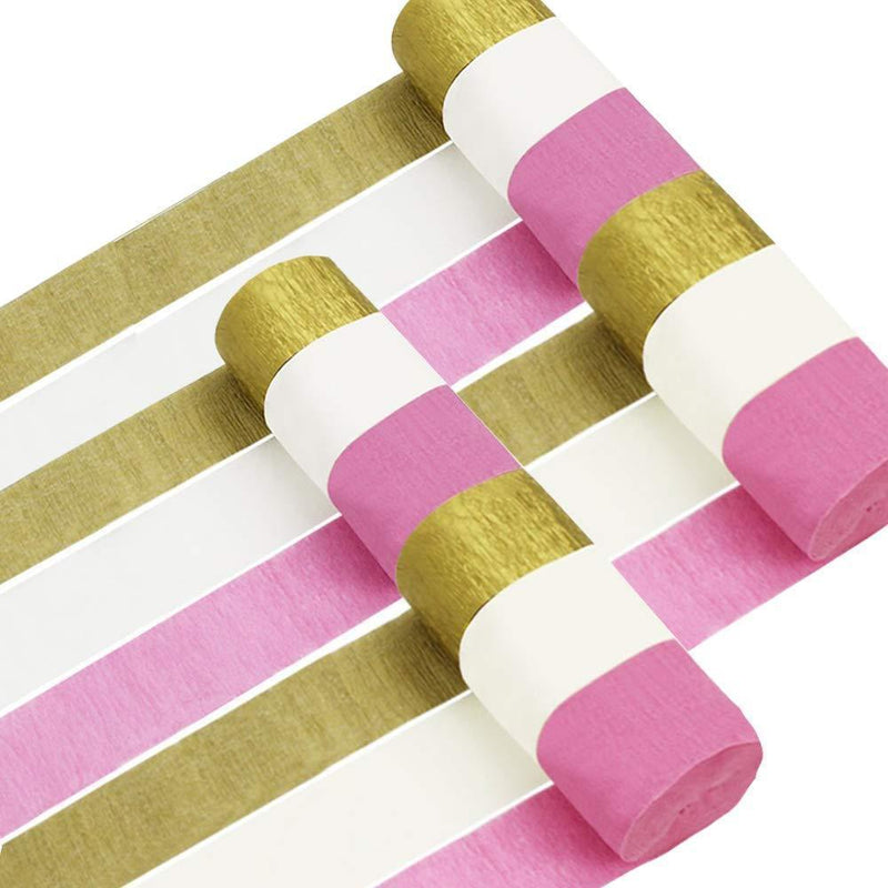 Coceca 12 Rolls Crepe Paper Streamers, 3 Colors, for Birthday Party, Class Gathering, Family Gathering, Thanksgiving, Christmas Decoration