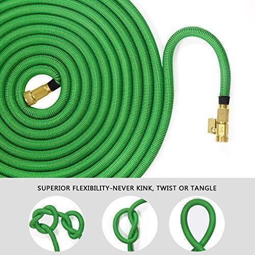 MoonLa 50ft Garden Hose, Expandable Water Hose with 3/4" Solid Brass Fittings, Extra Strength Fabric - Flexible Expanding Hose with Free Storage Sack