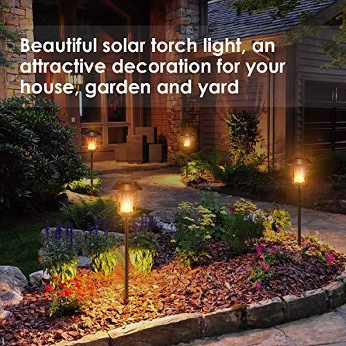 TomCare Solar Lights Solar Torches Lights Waterproof Flickering Flames Torches Lights Outdoor Solar Powered Path Lights Dancing Flame Lighting Dusk to Dawn Auto On/Off for Garden Patio Yard(2)