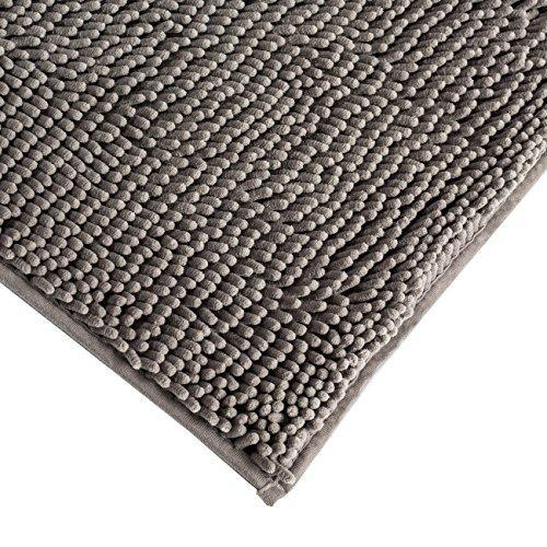 Sunnyglade Bathroom Contour Rugs Combo, Set of 2 Chenille Fabric Microfiber Soft Shaggy Non Slip 21" X 34" Bath Shower Mat and 20" X 20" U-shaped Toilet Floor Rug Bathroom Carpet