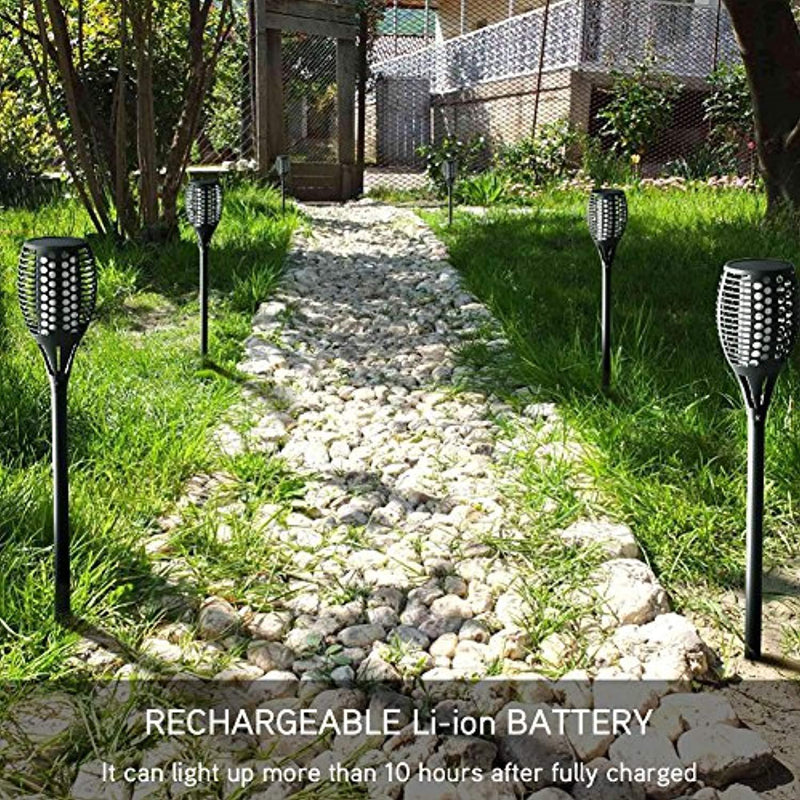 Solar Lights Outdoor Waterproof Dancing Flickering Flames Torches Lights 96 LED Landscape Decoration Lighting Dusk to Dawn Auto On/Off Solar Security Spotlight for Garden, Patio, Yard, Driveway-2 Pack