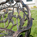 LEAN ON US Belleze Antique Designed Rose Style Outdoor Patio Park Garden Bench Bronze Love Seat Cast Iron Backyard Porch Home Pool