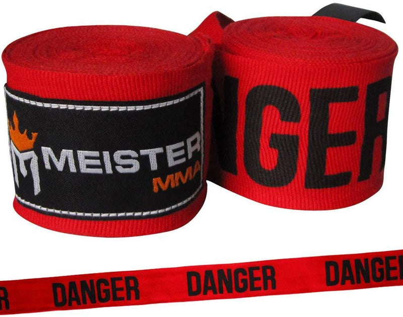 Meister Adult 180" Semi-Elastic Hand Wraps for MMA & Boxing (Pair)