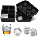 Large Ice Cube Trays Ice Ball Maker with Lids Combo(Set of 2), Silicone Sphere & Square Flexible Ice Cube Molds for Cocktails, Whiskey, Juice and Any Drinks- Reusable & BPA Free