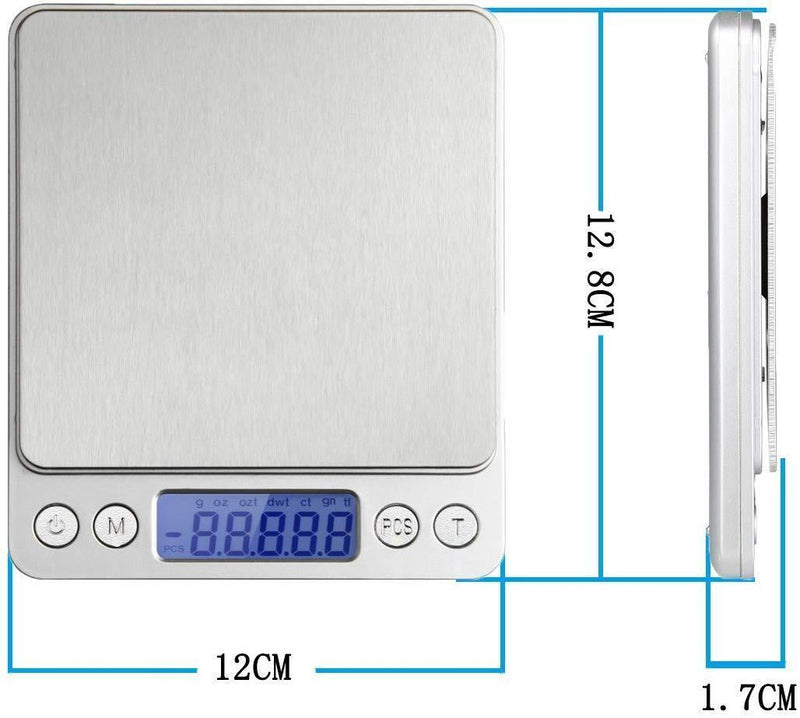 WAOAW 500g/0.01g Digital Pocket Stainless Jewelry & Kitchen food Scale, Lab Weight, 0.001oz Resolution