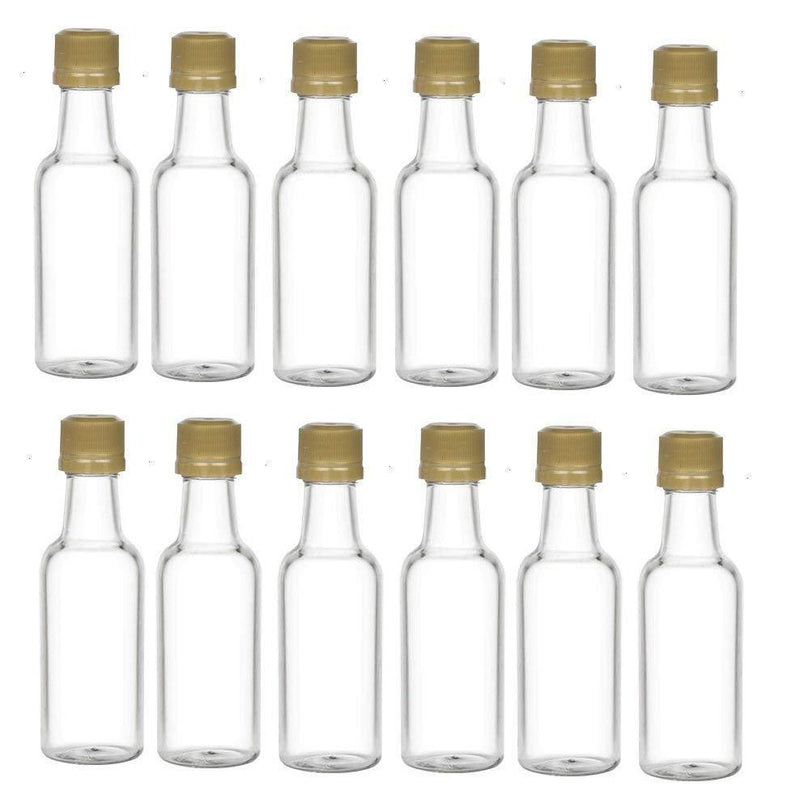 Nakpunar 12 pcs 50 ml Plastic Liquor Bottles with Black Cap