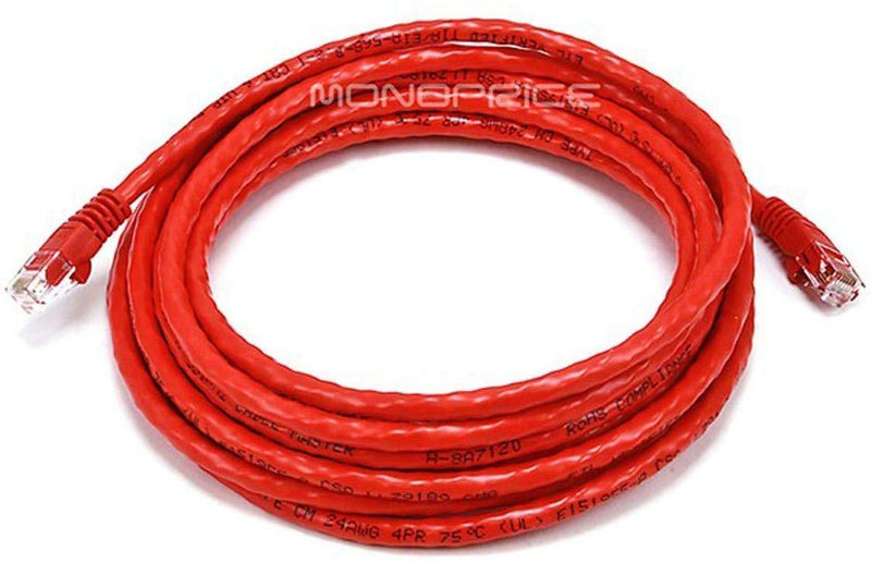 Monoprice 50FT 24AWG Cat6 500MHz Crossover Ethernet Bare Copper Network Cable - Orange