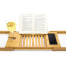 Bellasentials Bamboo Bathtub Caddy & Bathroom Organizer with Extending Sides and Adjustable Book Holder for a Customized Fit - Perfect Tray for Tub Accessories