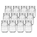 Tebery 12 Pack Ball Printed Glass Jars 16 oz Mason Glass Jars with Regular Mouth Canning Glass Jars with Lids