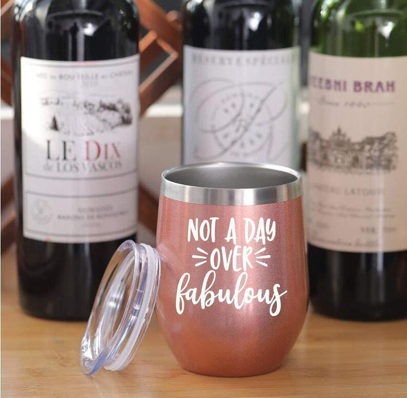 Wine Gifts Set for Women Wine Socks Gifts + Wine Tumbler with Funny Saying Not a Day Over Fabulous, Gift Baskets for Birthday Women, Mom, Grandma, Wife, Aunt, Daughter by Mavisgifts