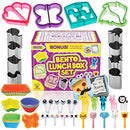 Complete Bento Lunch Box Supplies and Accessories For Kids - Sandwich Cutter and Bread Crust Remover - Mini Vegetable Fruit cookie cutters - Silicone Cup Dividers - Food Picks and FREE Lunch Notes