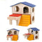kathson Pet Small Animal Kingdom Hideout Hamster House Deluxe Two Layers Wooden Hut Chews Play Toys