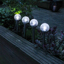 EPIC GADGET 3 Pcs Solar Garden Lights Outdoor, Color Changing & White Two LEDs, Decorative Ball Solar Lights for Patio/Lawn/Yard/Path/Landscape. (Crackled Glass)