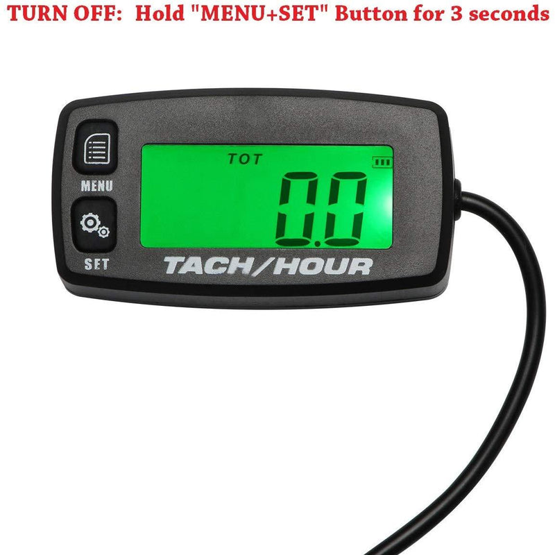 Backlit Upgraded Tach Maintenance RPM Hour Meter Tachometer Searon for RC Toys PWC ATV Motorcycles Marine Engines Chain Saws Tractors Lawnmowers