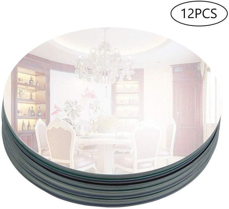 Murrey Home 12 Pack 12" Round Mirror Tray/Plate for Wedding, Christmas and Party Décor