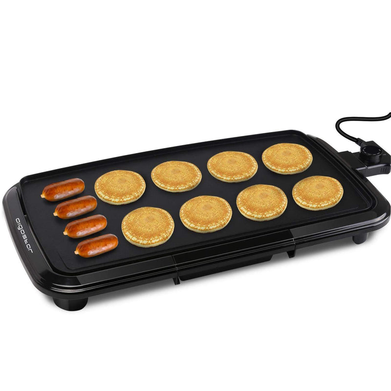 Aigostar Varmo Nonstick Electric Griddles - Pancakes Griddle Grill with Drip Tray, 10” x 20” Family-Sized, Black