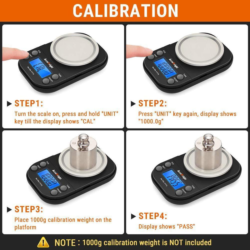 AccuWeight Mini Pocket Gram Scale for Jewelry Digital Food Kitchen Scale with Tare and Calibration 1000 by 0.1g Weight Scale