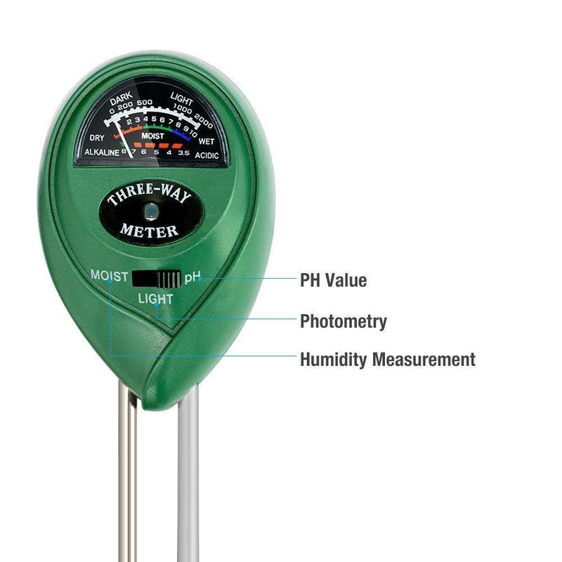 KKmall 3-in-1 Soil Meter with Moisture Light and PH Test Function