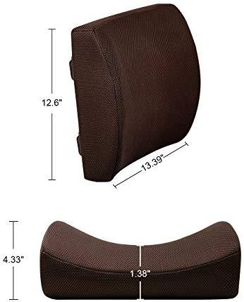LoveHome Memory Foam Lumbar Support Back Cushion with 3D Mesh Cover Balanced Firmness Designed for Lower Back Pain Relief- Ideal Back Pillow for Computer/Office Chair, Car Seat, Recliner etc. - Black